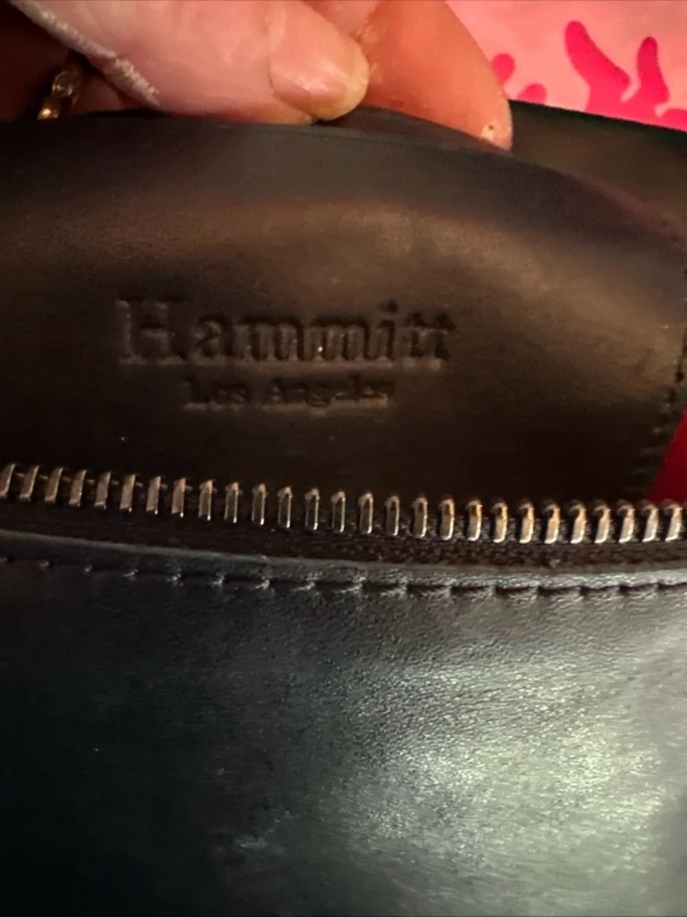 Hammitt Black Leather Wristlet Clutch with Zip Detail